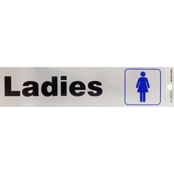 Hillman English Silver Restroom Decal 2 in. H X 8 in. W, 6PK 839814